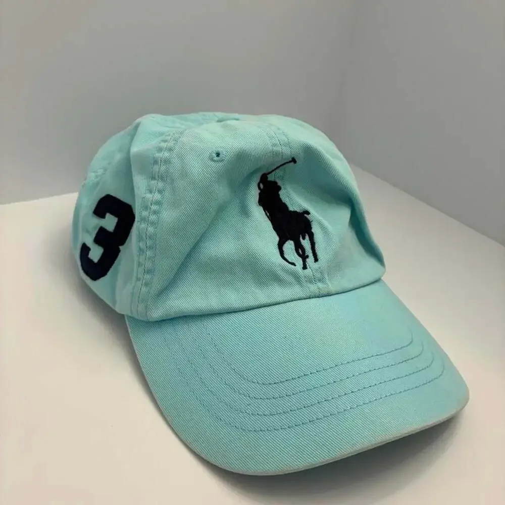 Polo Ralph Lauren Big Pony #3 Adjustable Strapback Hat Light Blue